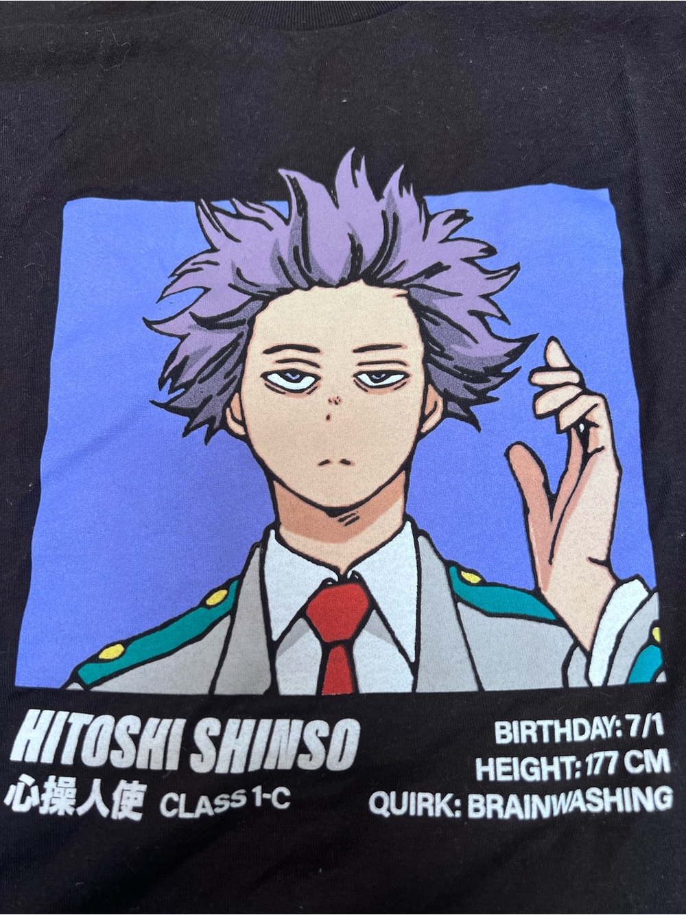 Black My Hero Academia Hitoshi Shinso Graphic Short Sleeve Tee